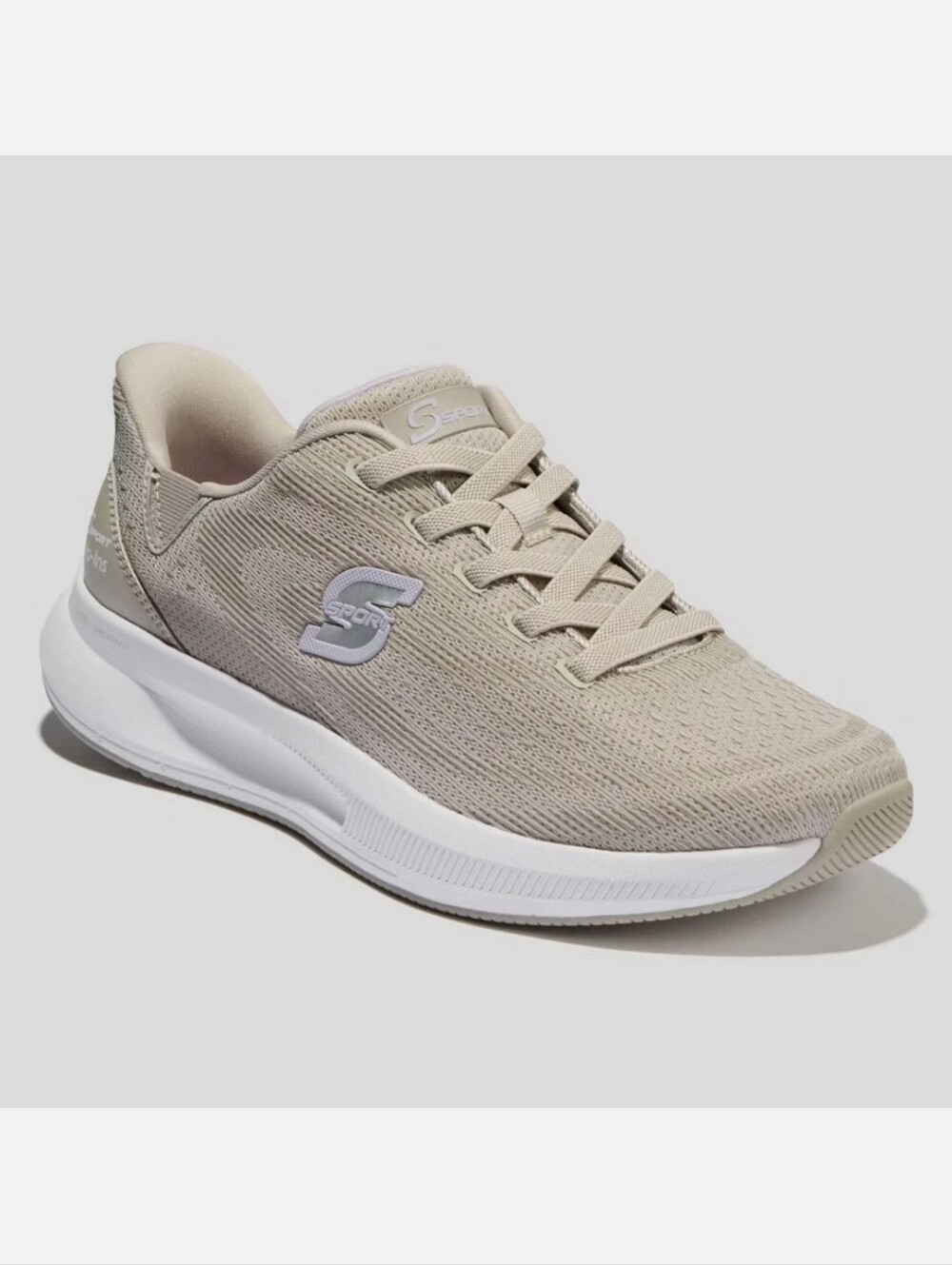 Skechers Women's Neutral Taupe Knit Lace-Up Sneaker